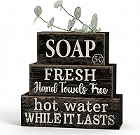 Vista 48 de 4 letreros de madera para decoración de mesa de granja, hojas de eucalipto rústicas, letrero de bloque de campo, Always Stay Humble and Kind, centro