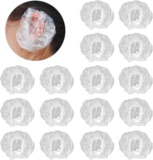 NITAIUN 300 Pcs Clear Ear Protectors Plastic Elastic Waterproof Cap Earmuffs Ear Covers for Hair Dye Shower Bathing Home Use Hotel Hair Salon Spa Treatment (300 Pcs)