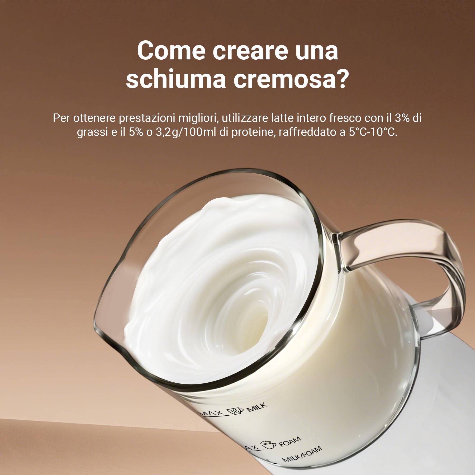 Casimhu Montalatte Elettrico 4 in 1, Cappuccinatore Elettrico per Schiuma Calda e Fredda, Scaldalatte in Vetro, Macchina per Cappuccino, Macchina Automatica per Caffè Latte e Cioccolata Calda, Bianco
