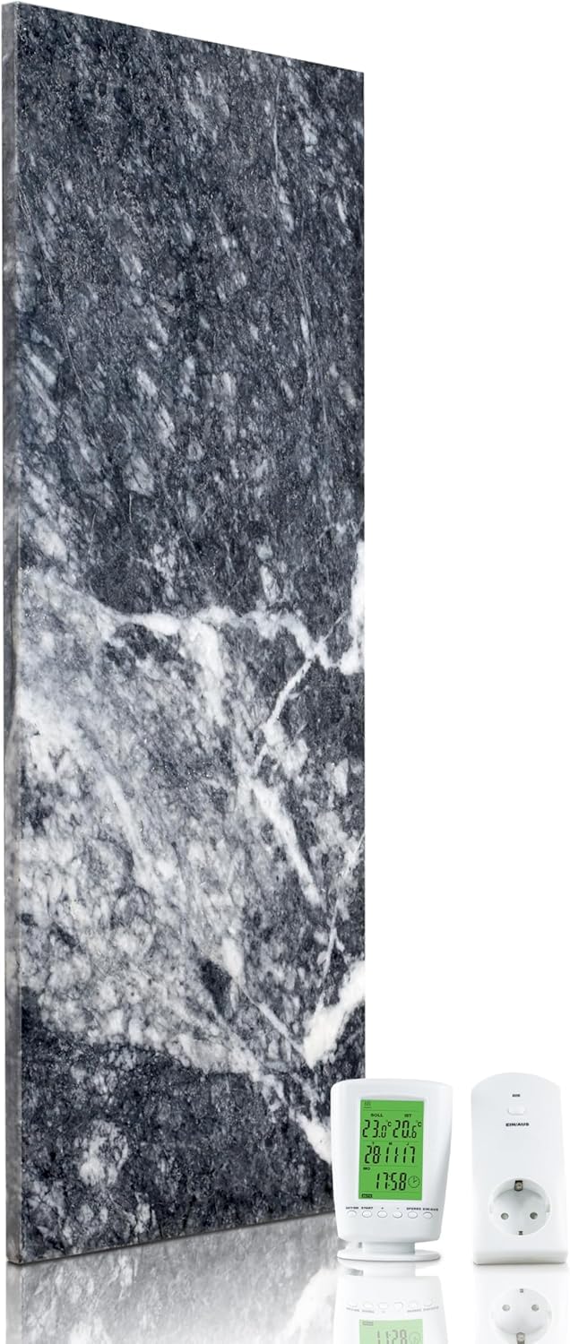 riscaldatore in pietra naturale a infrarossi con termostato I 800 W I ShadowgreyA-800 I Riscaldatore a infrarossi da parete a risparmio energetico I Garanzia di 5 anni I Qualità tedesca