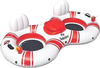 SOLSTICE Super Chill Inflatable River Raft Float Tube Series 1-6 Person With Cupholders Cooler Mesh Bottom Backrest Grab Handles Tie On Rope For River Lake Ocean Pool Floating Snow Heavy Duty Material