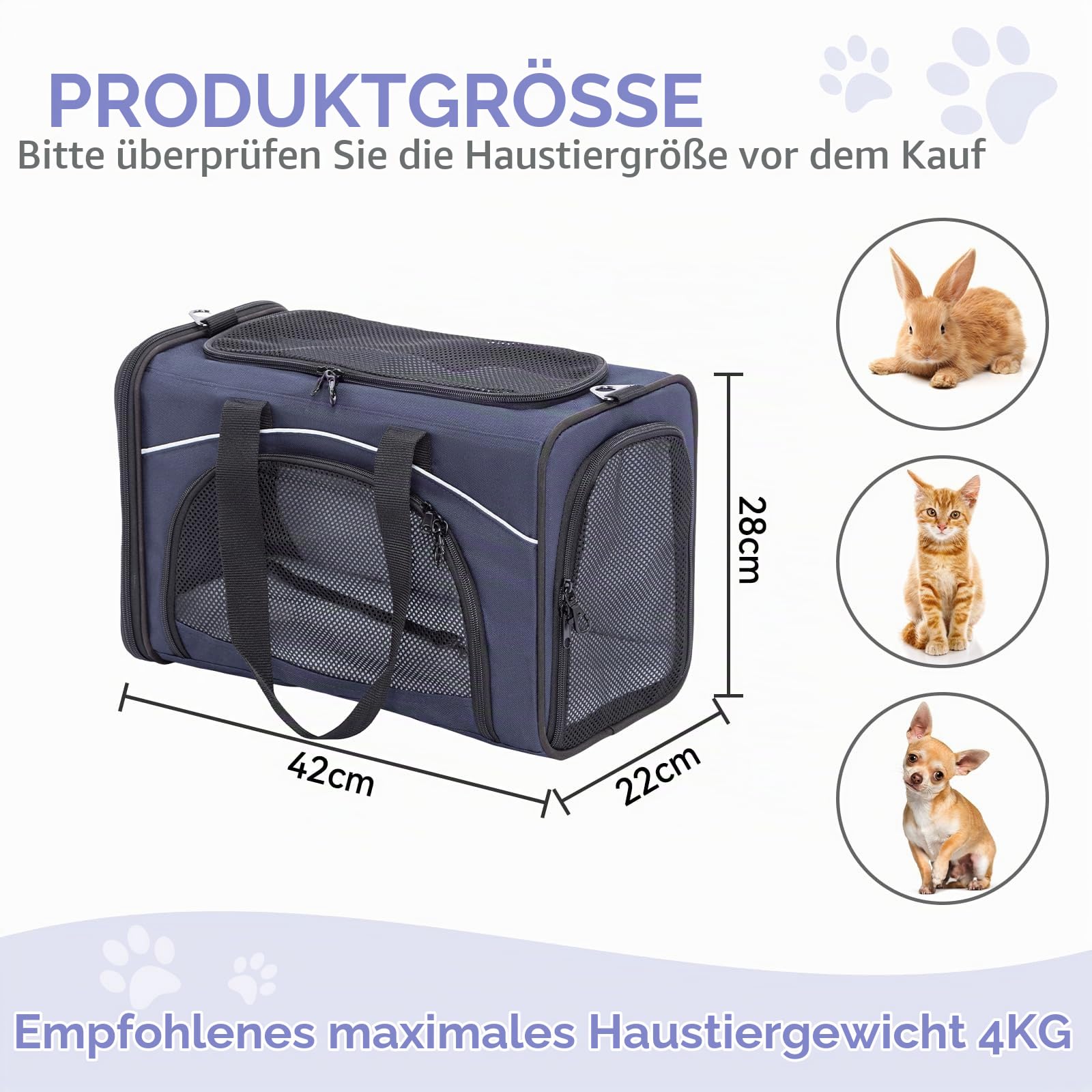 Petsfit DCC1910 Transporter Dla Psa I Kota Torba Lotnicza Składana 42x22x28 CM Niebieska — zdjęcie 5