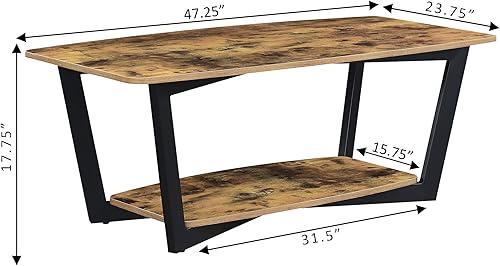 Miniatura 3 de Convenience Concepts Graystone Mesa de centro con estante, madera de granero/negro