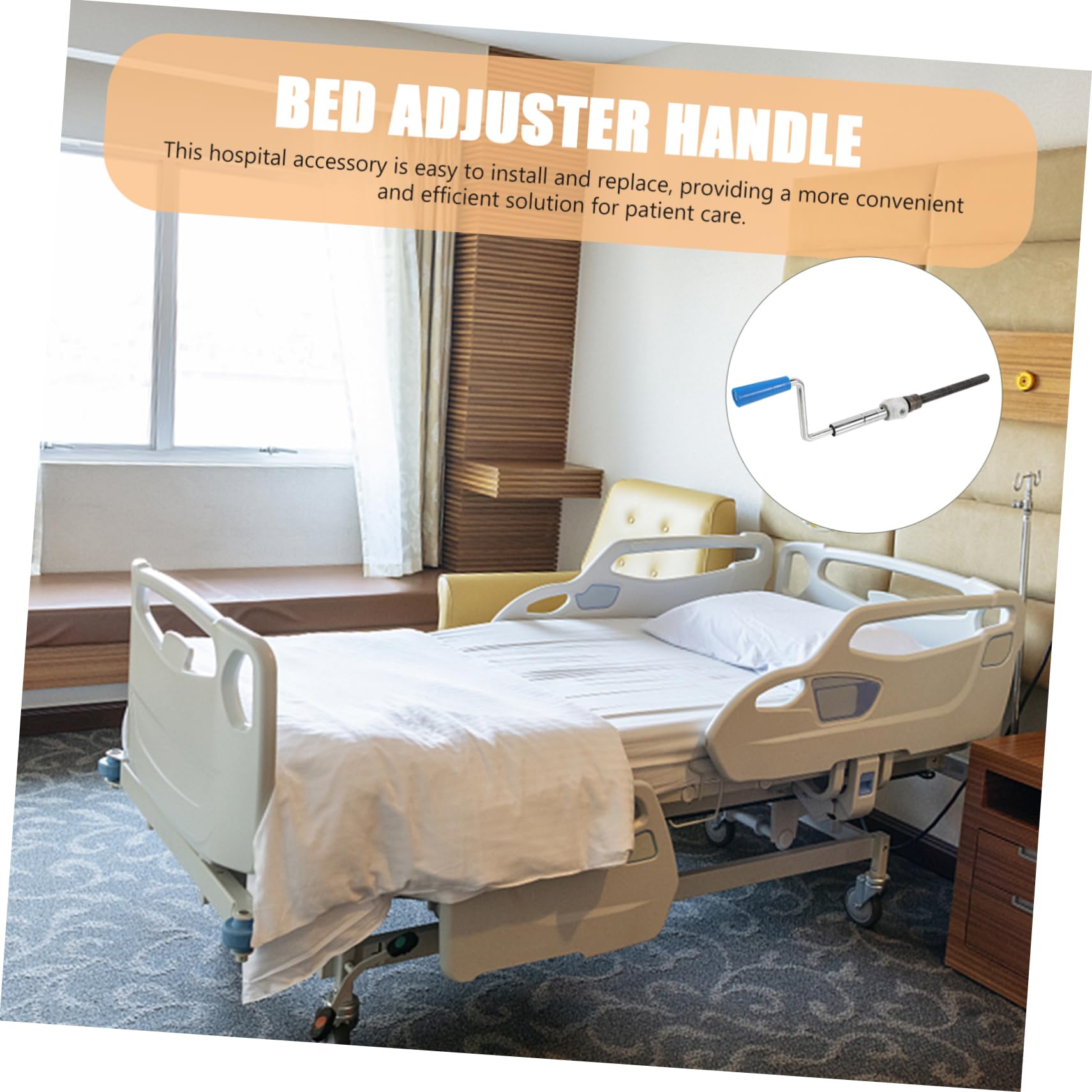 Beavorty Semi-Electric Handle Assembly Nursing Care Crank Handle Height Adjustment for Patient Crank Handle for Smooth Height Adjustment Adjuster Handle Stainless Steel