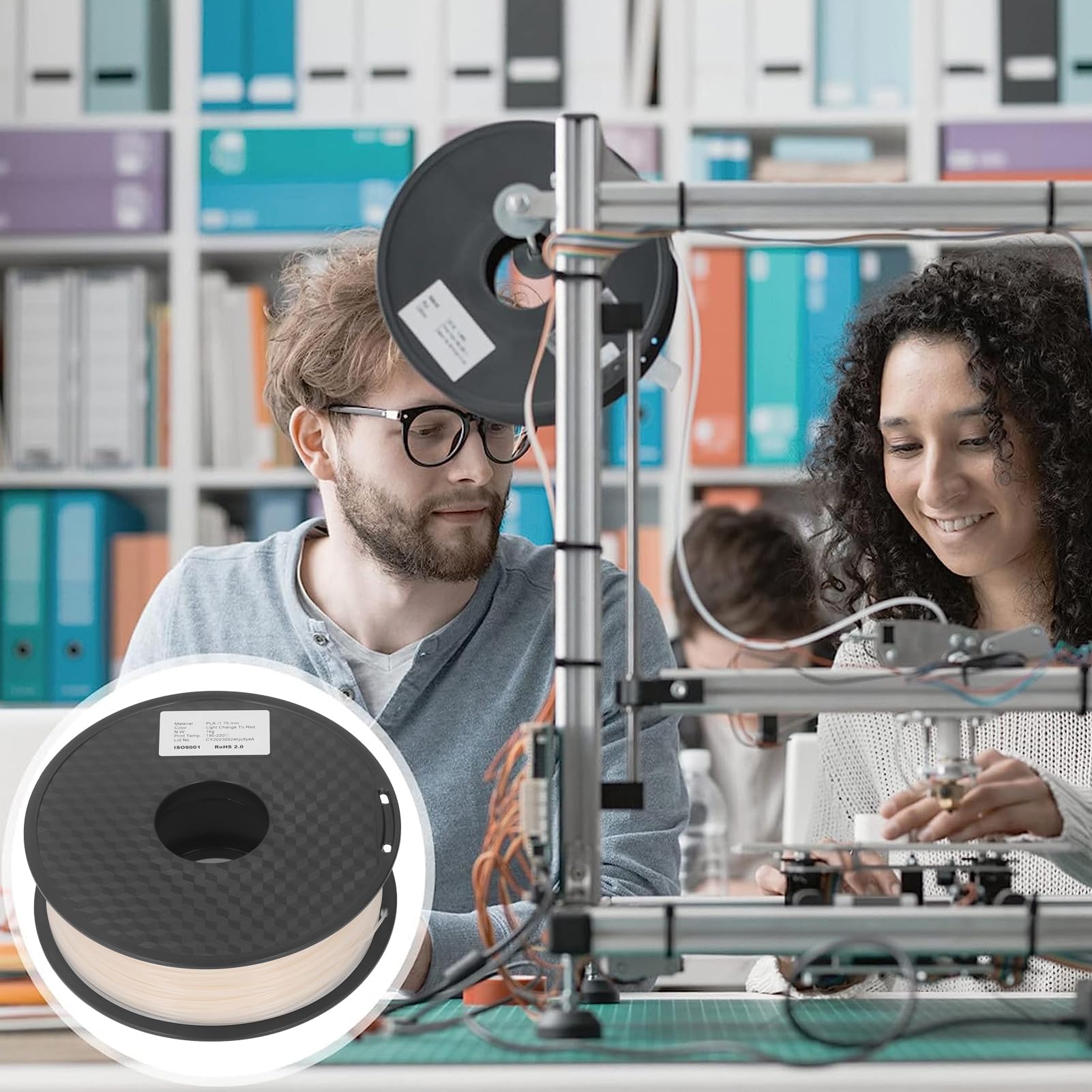 Filament do drukarki 3D 1,75 mm fotochromowy czerwony starannie nawinięty materiał PLA Materiały eksploatacyjne do druku 3D