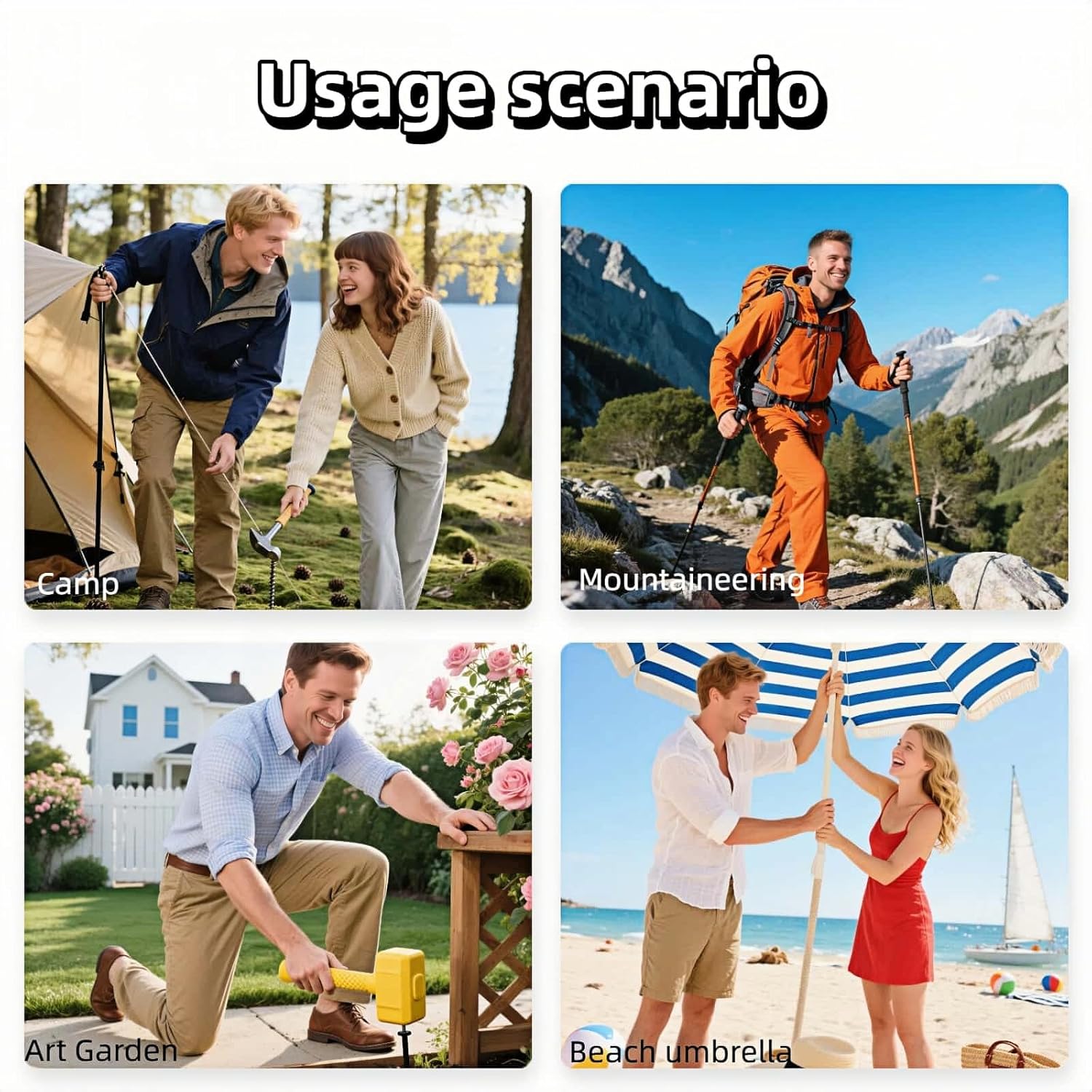 Ultralight PE Camping Hammer with Stake Puller Hole, Multifunctional Portable Tool for Tent Stakes, Comfort Grip, Durable No Scratch Design-Tool for Hiking, Mountaineering, Beach