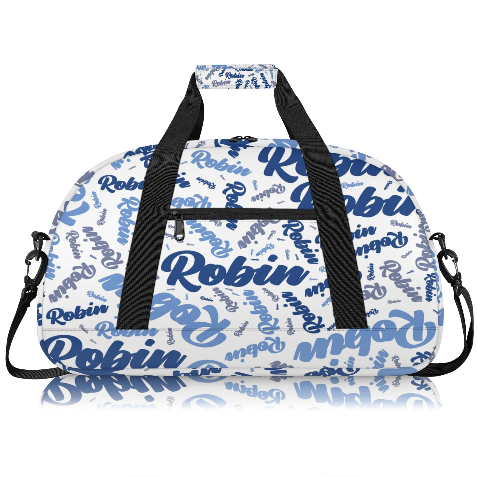 Personalized Sport-Gym-Swimming-Bag for Kids Custom Duffel Travel Bag for Boy Girl Dance Gymnastics Bag Overnight Weekend Bag Blue Gray White