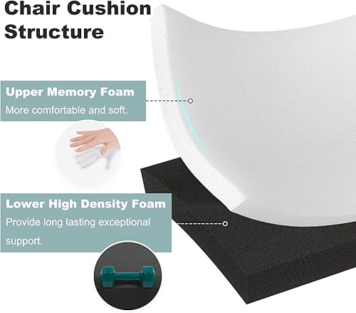 Miniatura 2 de baibu Cojín de banco de 36 pulgadas, diseño de doble capa, de espuma viscoelástica, para interiores y exteriores, rectangular, antideslizante,