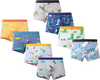 CHUNG Toddler Little Boys Underwear Soft Cotton Boxer Briefs 2-11Years Dinosaur Pack for Pupil Kindergarten Kids