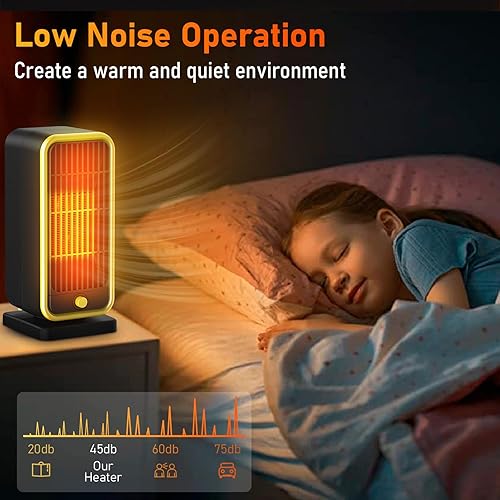 Miniatura 6 de Calentador de espacio, calentador pequeño eléctrico mejorado para el hogar, oficina, uso en interiores en el escritorio con interruptor de