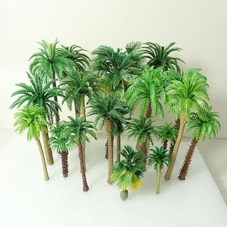 MANGOUSONG Miniature Trees,30Pcs Mixed Model Trees Coconut Palm Scale Tree Park Rainforest Scenery Layout Landscape Accessory Miniature Farm Animals