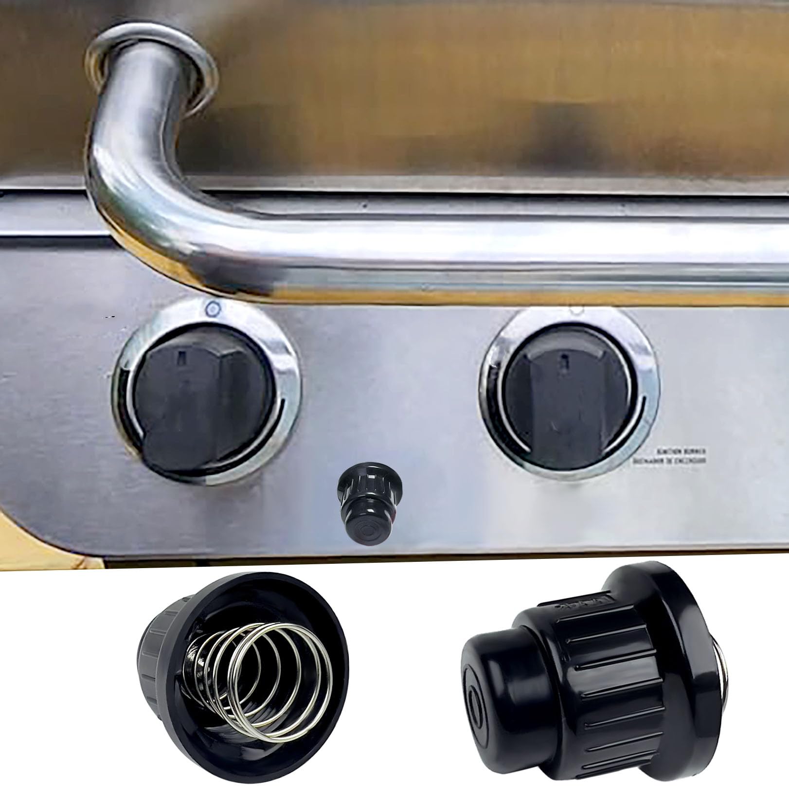 2 tapas de encendido de botón de batería AA, tapas de repuesto para encendedor, tapa de botón de encendido con resorte, tapa de interruptor de encendido, repuesto para parrilla de gas