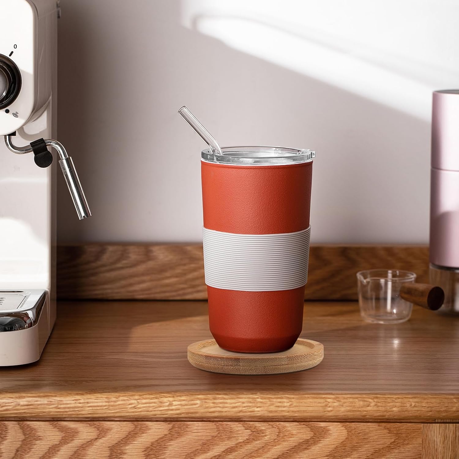 20 PCS 5 Inch Natural Bamboo Coasters, Round Bamboo Planter Saucer Trays, Wooden Drink Coasters for Drinks Plant Pots - Image 7