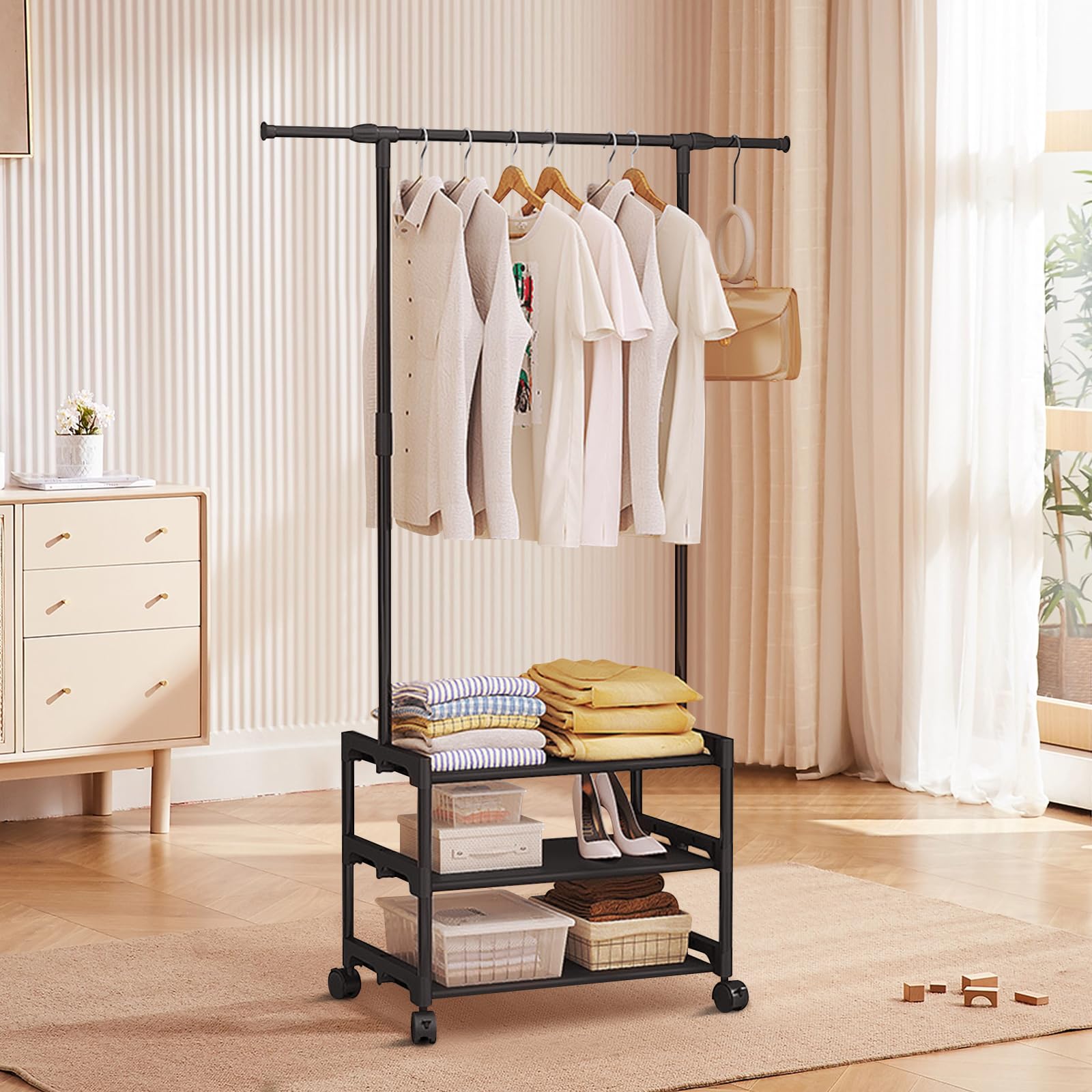 Ergocar Appendiabiti Da Stoccaggio Con Gancio Metallico Con Rack Multistrato Design Multifunzionale Mobile a 360 ° e Stabile Adatto Per Camera Da Letto, Soggiorno e Portico