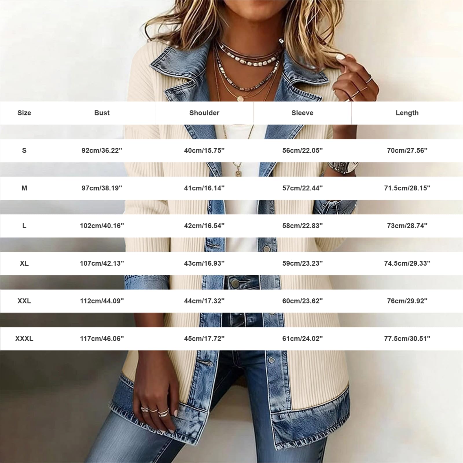 Chaqueta vaquera empalmada para mujer, casual, parte delantera