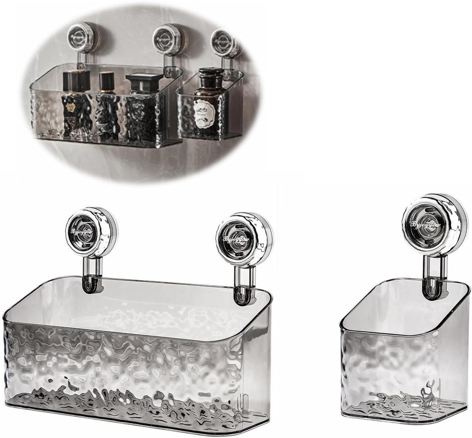 2024 Neues, leichtes, luxuriöses Saugnapfregal mit Gletschermuster, Badezimmerregale, Duschablage, Saugnapf, Abnehmbarer Badezimmer-Toiletten-Organizer mit Saugnapf
