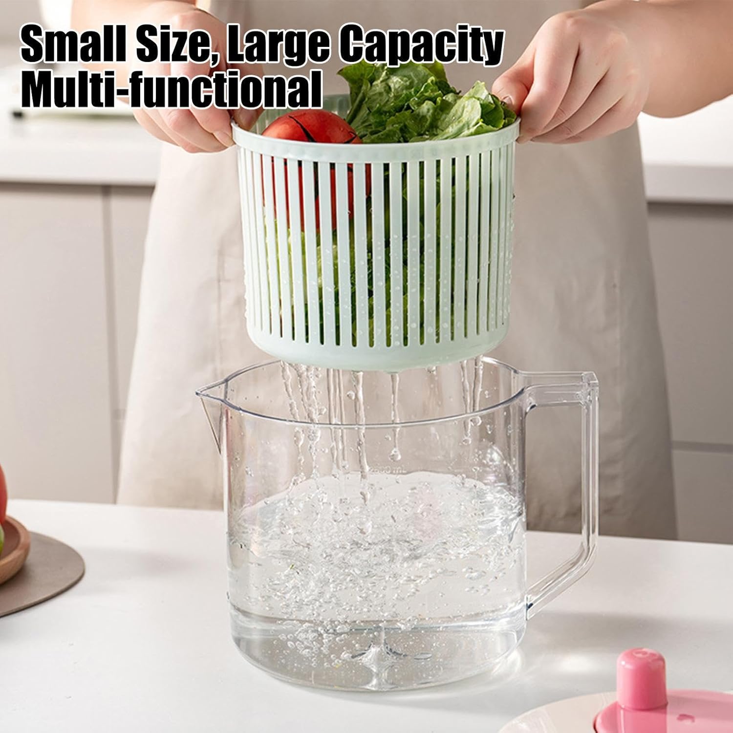 Vegetable Spinner, Sturdy And Safe Design, ABS, Mini Salad Spinner, Kitchen Tools And Gadgets, Multifunctional Use, For Home Apartment Camping Picnic Meal Prep Kitchen Dorm RV