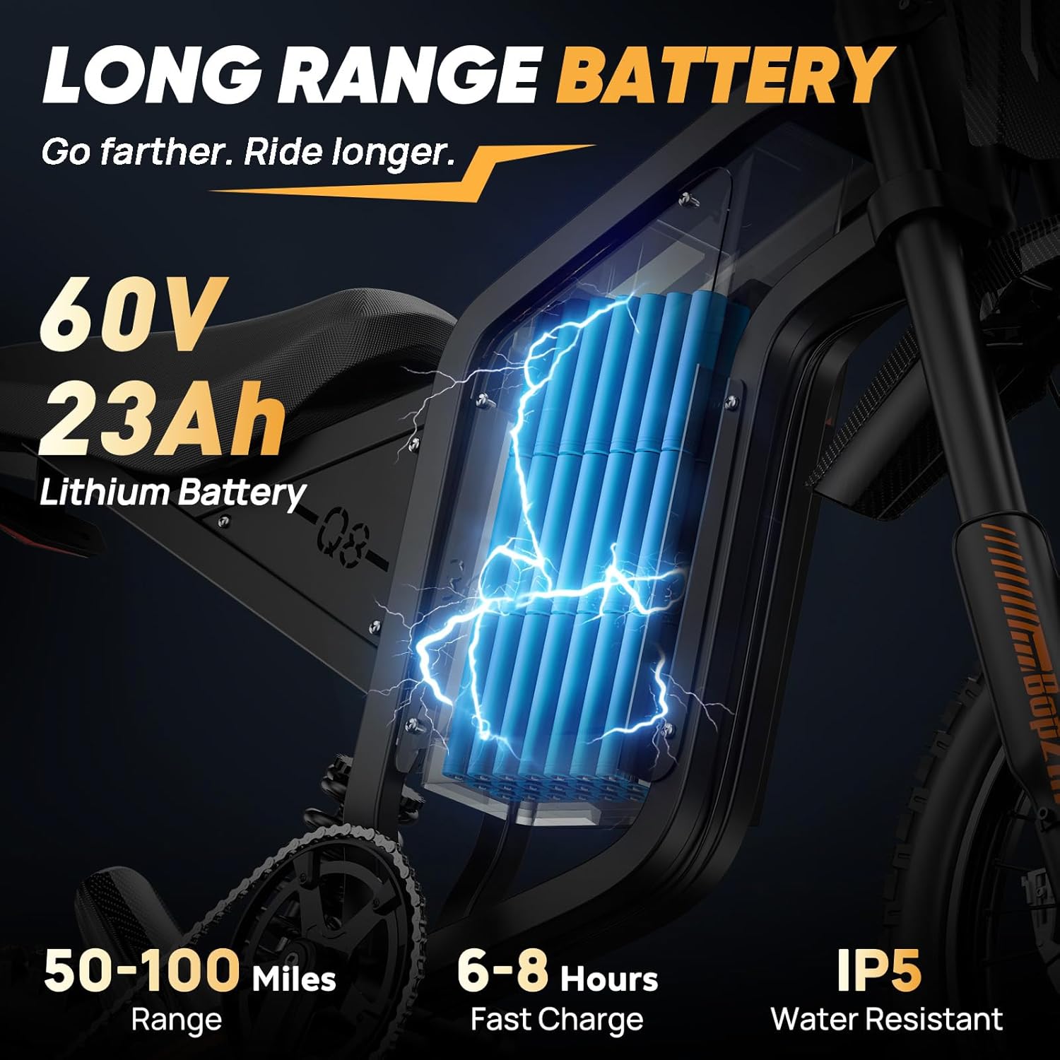 Bopzin Compact Electric Dirt Bike for Adults & Teens - Peak 2600W 36MPH, 14"/12" Tires Agile Off-Road eMotorcycle, 60V 23AH 100+ Miles Range eBike, Full Suspension & Hydraulic Brakes, UL2849 Certified
