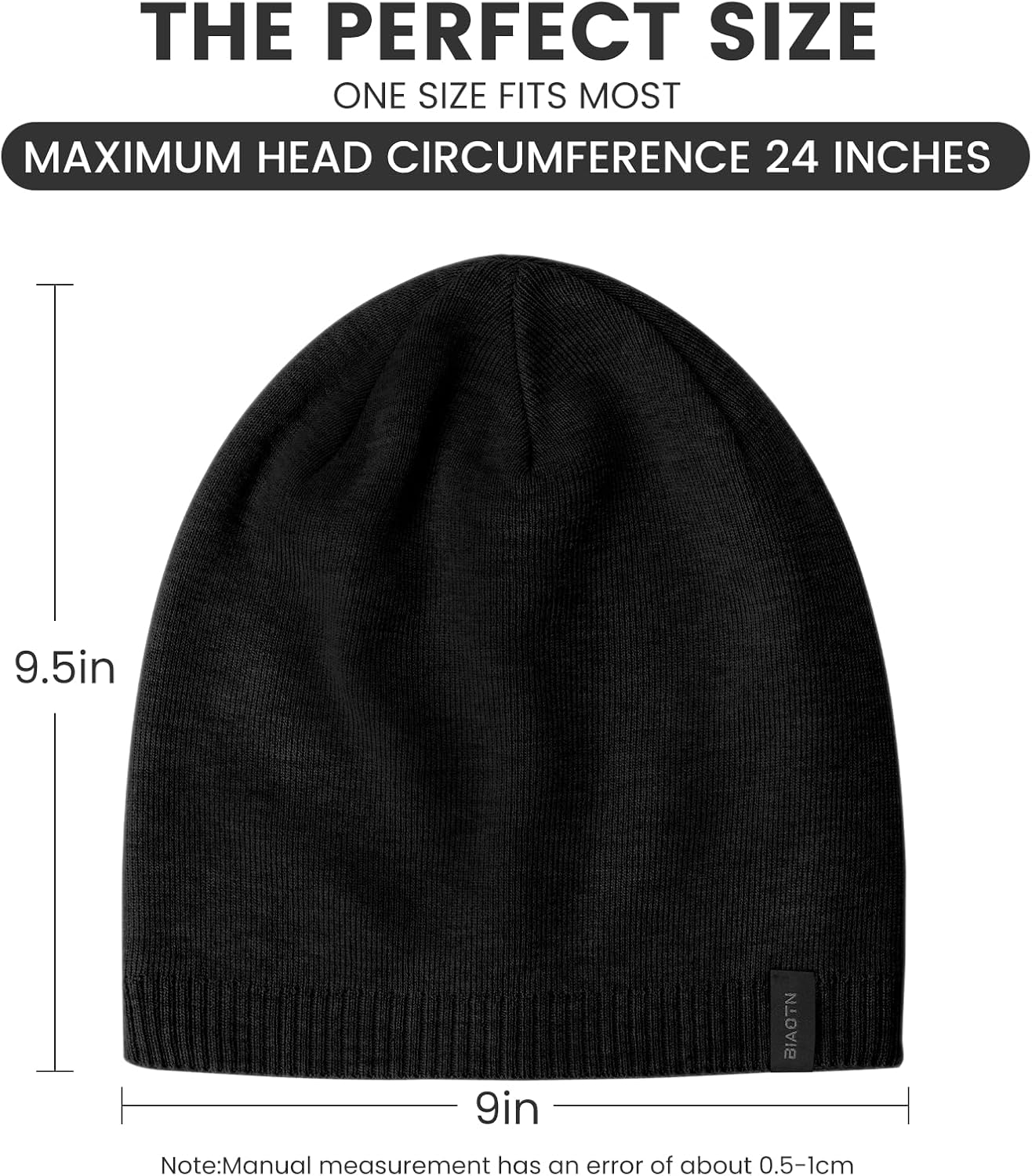 Wool Blend Ribbed Knit Beanie for Men Women, Double Layer Warm Winter Hat Beanies Skull Cap