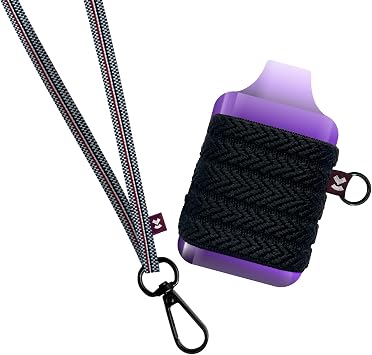 Device Holder with Lanyard, Comfortable Design, 3 Case Sizes for Perfect Fit, Strong Device Lanyard, High-Strength Elastic Holder (Black Checkered Pattern, Large)