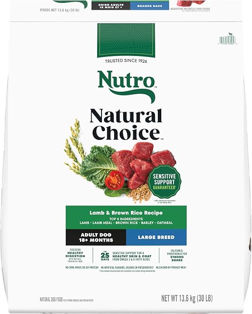 NUTRO Choice naturel Grand race adulte d'aliments pour chiens secs, agneau & Recette de riz, 13.61kg (30LB) sac