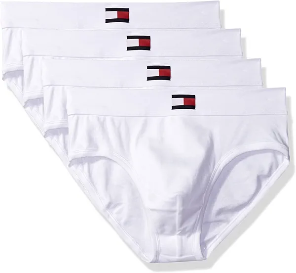 Tommy Hilfiger Men's Underwear 4 Pack Cotton Classics Briefs, White, Medium