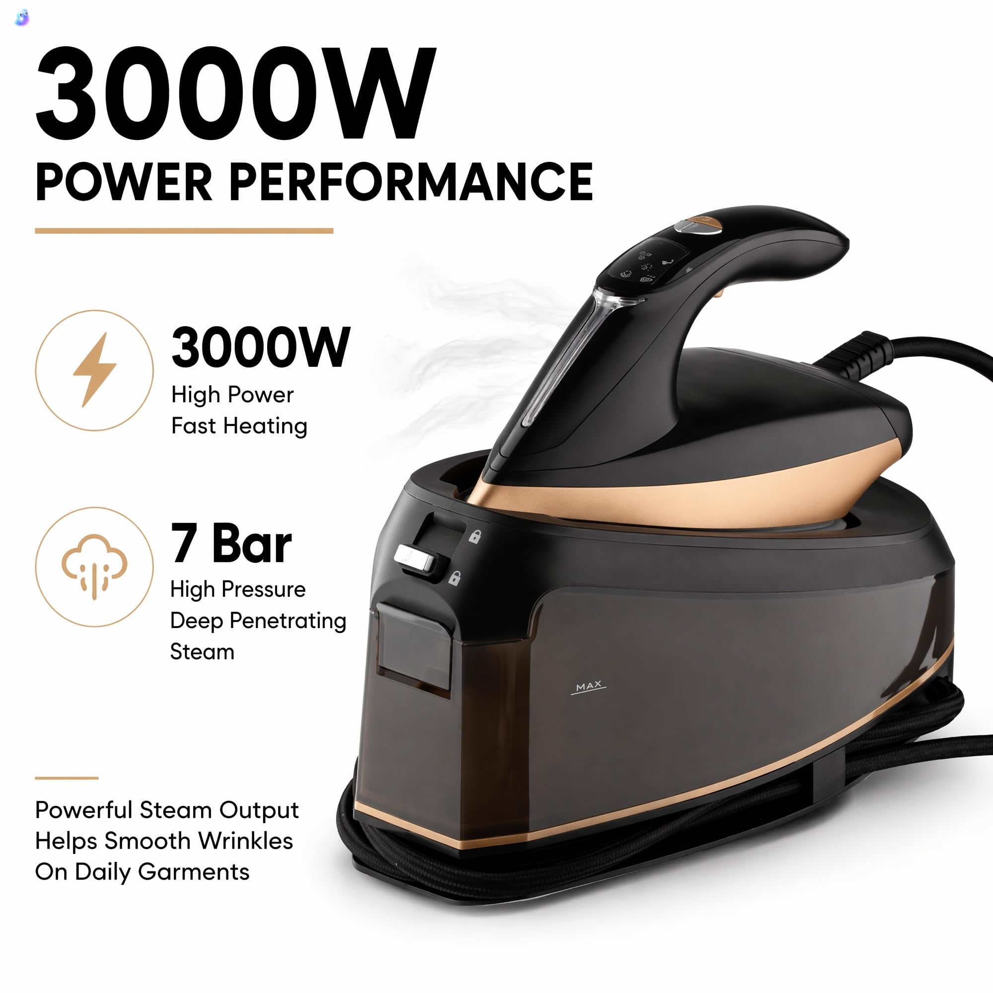 Żelazko parowe ciśnieniowe 2600 W, 1500 ml ręczna wisząca butelka, elektryczna parownica do ubrań do użytku domowego(Lakeblue)