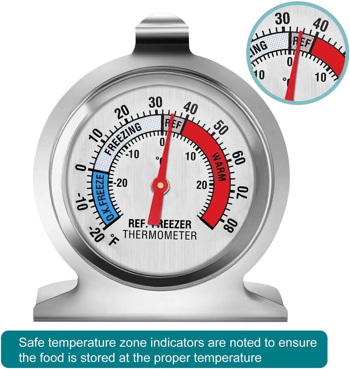 Refrigerator Thermometers Classic Series Large Dial Thermometer (2 Pack,Freezer/Refrigerator)