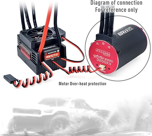 Miniatura 6 de Surpass Hobby - Juego de motor sin escobillas y peine ESC, 3660 4250 KV, motor supersónico sin escobillas 60 A ESC, juego de sensor de temperatura