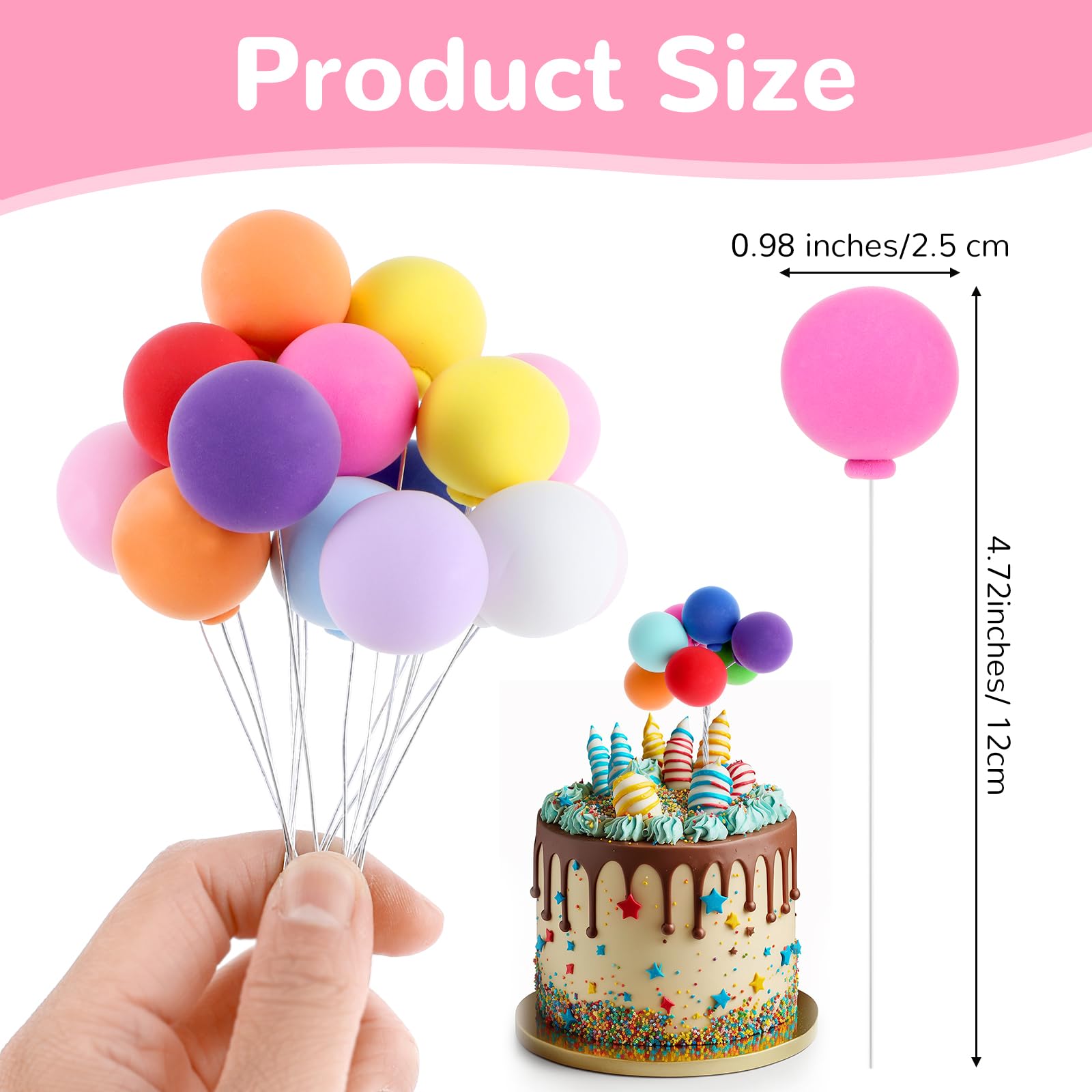 TIESOME 24-teilige Tortendeko-Kugeln – Bunte Regenbogen-Luftballons Für Cupcakes & Kuchen, Perfekt Für Geburtstag, Hochzeit & Babyparty