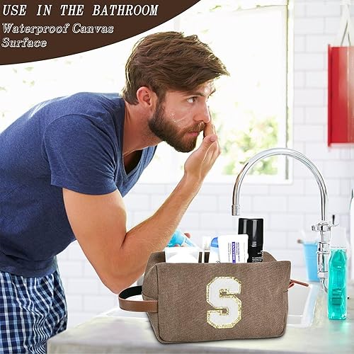 Miniatura 5 de UTOTEBAG Neceser de iniciales para hombre, regalos de Navidad, Marrón, Small (3