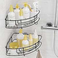 Vista 4 de GAAKY Corner Shower Caddy, 3 Pack Corner Shower Shelf with Soap Holder and 4 Hooks, No Drilling Shower Organizer Adhesive Stainless Steel Shower