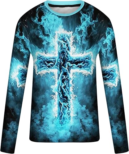 Miniatura 4 de Camisetas de manga larga para hombre, camisetas gráficas divertidas, camisetas de cuello redondo grandes y altas, camisetas deportivas casuales para