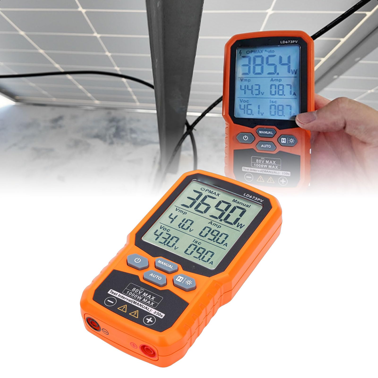 Eujgoov Multimetr Fotowoltaiczny PV, 1000 W 80 V 35 A Tester MPPT do Weryfikacji Wydajności Paneli Słonecznych i Konserwacji W Terenie