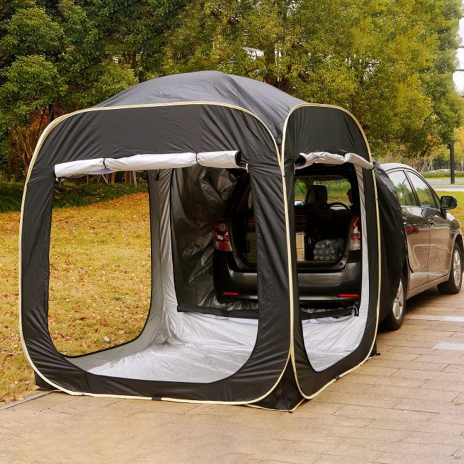 Heckzelt Caddy Freistehend, UV-Schutz, Ideal Für Camping Und Reisen, Aufblasbarer Autozelt Heckklappe 4-6 Personen, Universell Für Auto, LKW, SUV, Kofferraumzelt Heckklappenzelt