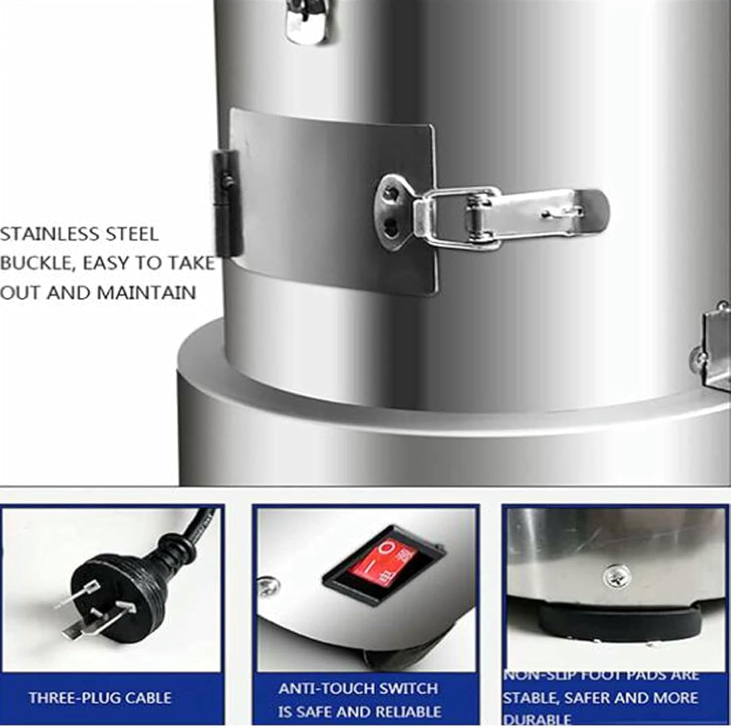 Electric Garlic Peeler Machine 110V/220V 30kg/H 200W Stainless Steel Commercial Whole Garlic Peeling Machine (Silver 220V)