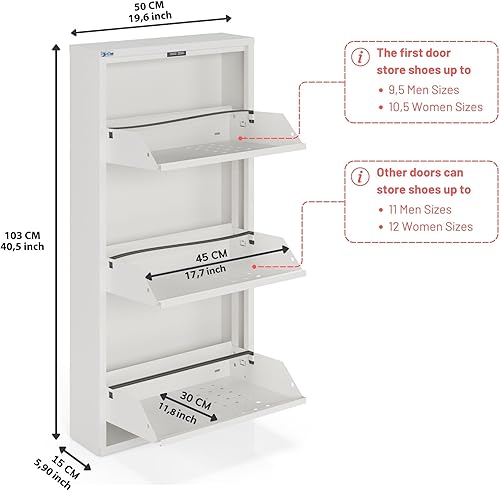 Vista 18 de Gabinete de zapatos de metal de 5 niveles con tapa, organizador de almacenamiento de zapatos duradero para entrada, armario de estante de zapatos