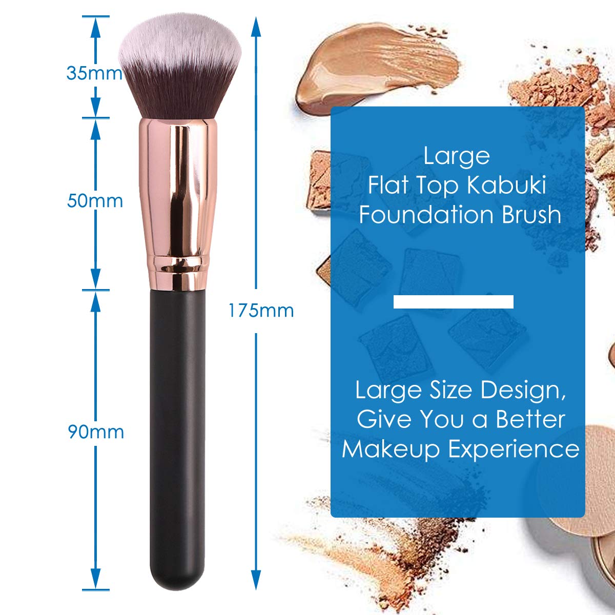 Round Top Kabuki Brush Powder Foundation Makeup Brush, KINGMAS Premium Makeup Brush for Buffing Liquid, Cream, Powder, Blending Face Brush : Beauty & Personal Care