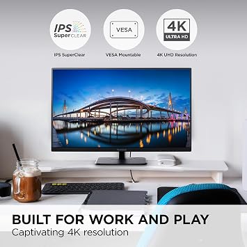 ViewSonic VA2756-4K-MHD 27 Inch 4K Monitor, IPS Display for Enhanced Home and Office Productivity, Ultra-Thin Bezels, HDMI, and DisplayPort Inputs