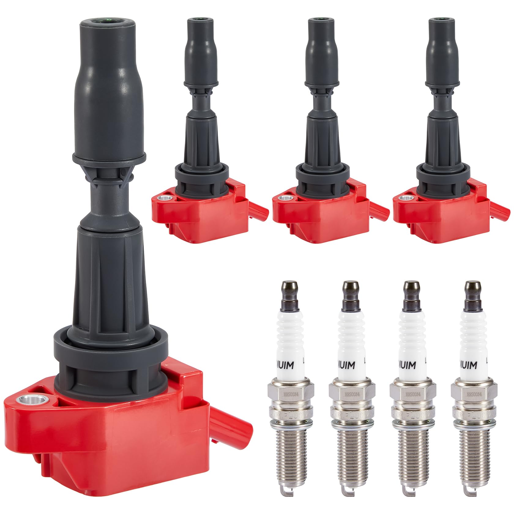 CarBole 4 Pack Ignition Coil UF764 & Spark Plugs 93175, Compatible with Genesis G70 G80 G90, Hyundai Sonata Santa Fe Sport Tucson, Kia Optima Sorento