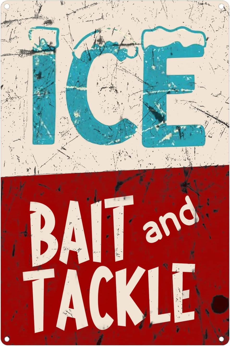 Kwqdozf As Pic Tin Sign Ice Bait Tackle Fish Fishing Marina Shop Metal Sign Shack Rustic F