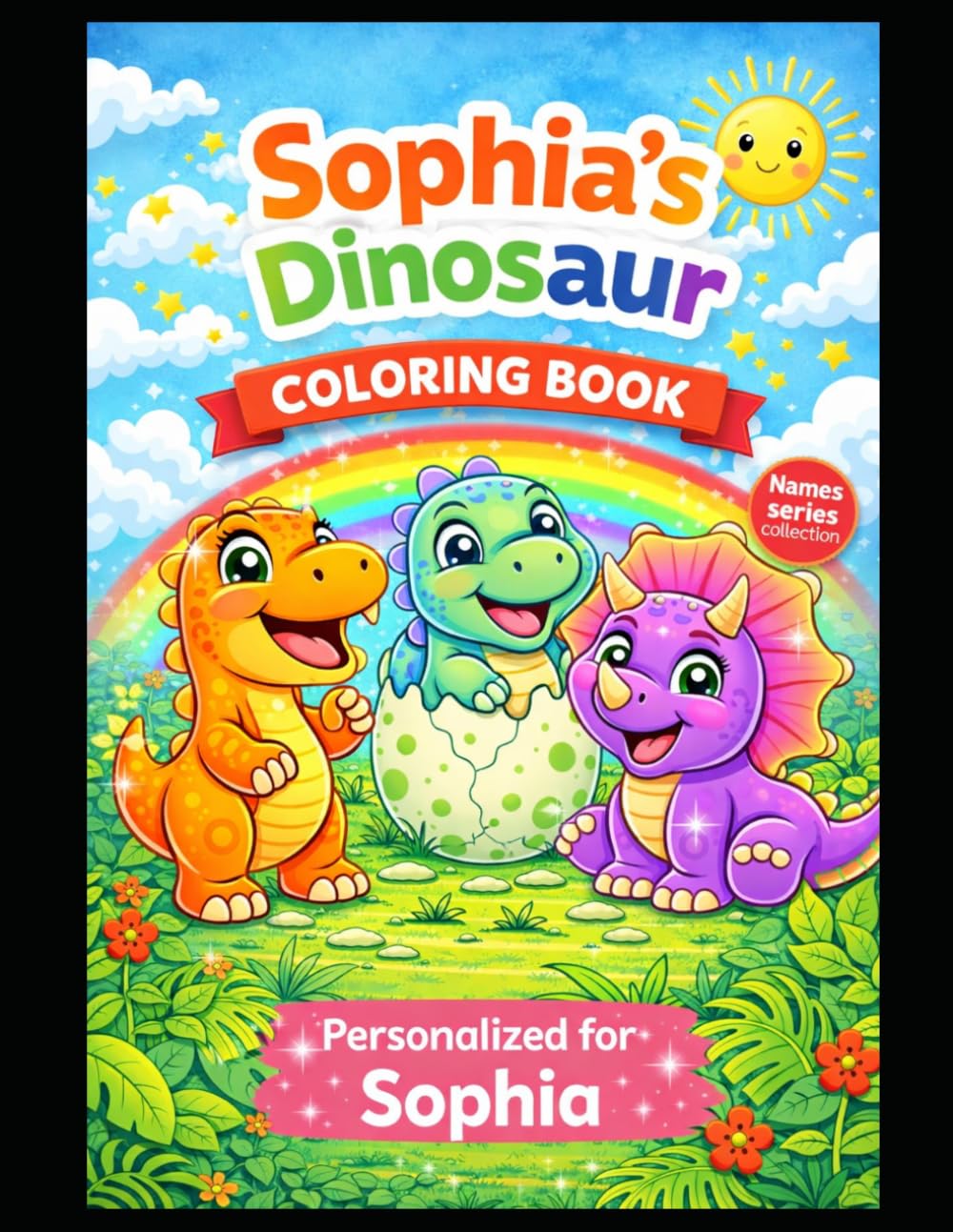 Sophia’s Dinosaur Coloring Book: A Personalized Coloring Book with Cute Dinosaurs – Fun & Creative Activity for Kids (Names Series Colletion)