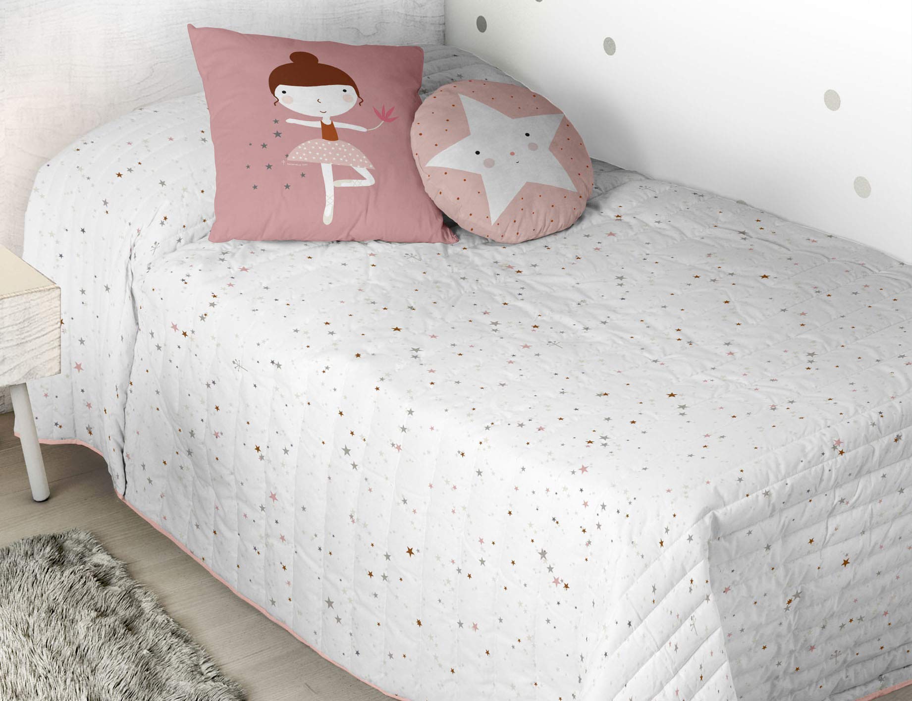HACIENDO EL INDIO Colcha bouti Reversible Bailarina Cama 105 cm