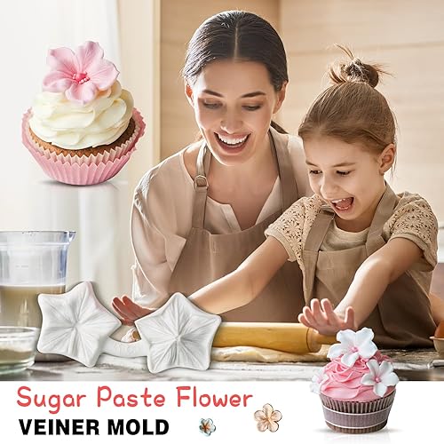 Miniatura 6 de KALAIEN Flor Cupcake Toppers Fondant Azúcar Artesanía Herramientas Gumpaste Chocolate Moldes