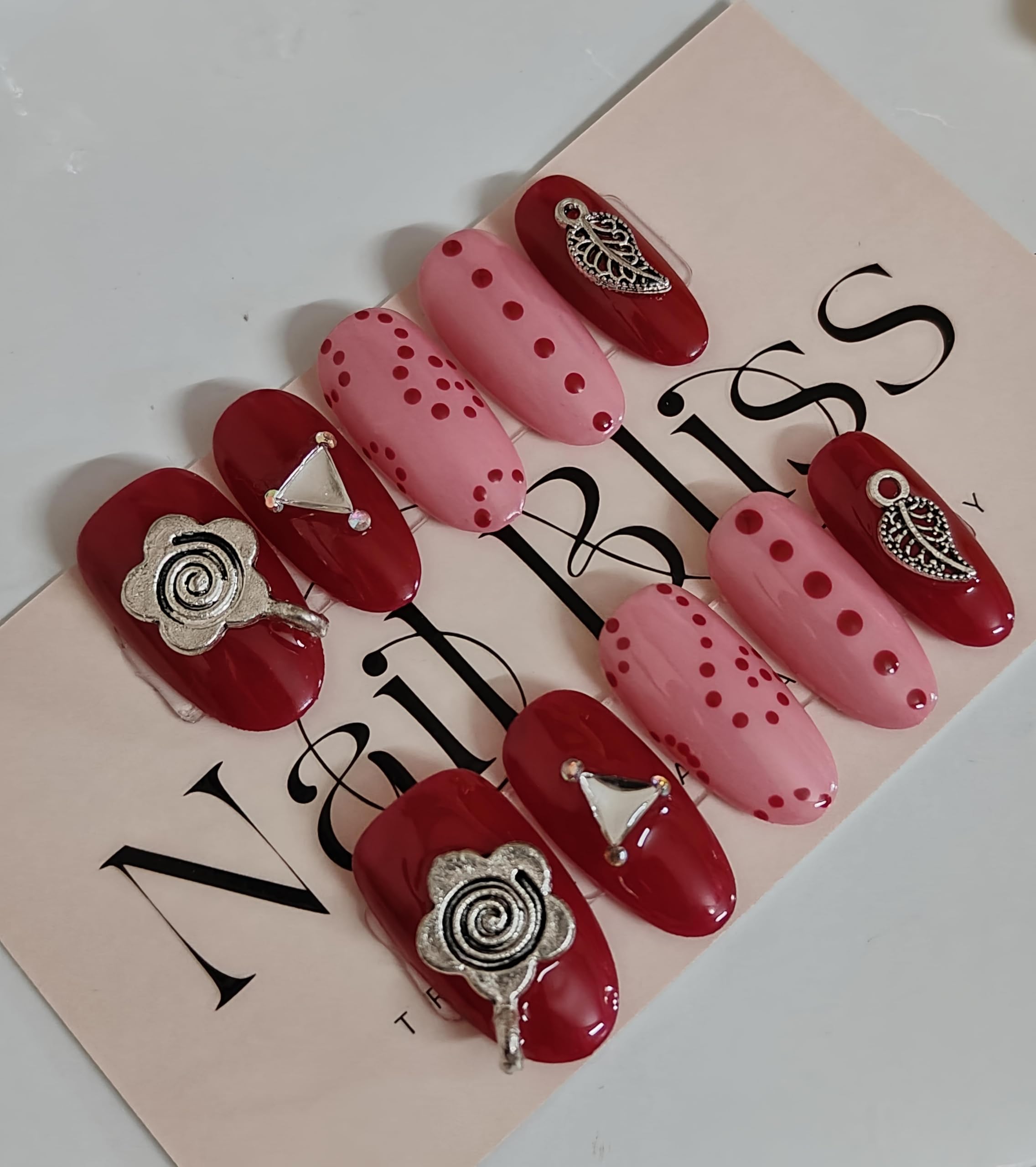Hand Made Special Navratri Press On Nails Kit for Women And Girls Fake Nail Extension | Reusable Nail Extension For Women With Glue Tab | Long Lasting Glossy Finish Artificial Nails | Easy to Apply Fake Nails for Salon Look at Home | Stick-On Manicure Kit For Parties, Weddings And Gifts | Trendy Nail Art Set for All Occasions-image-22