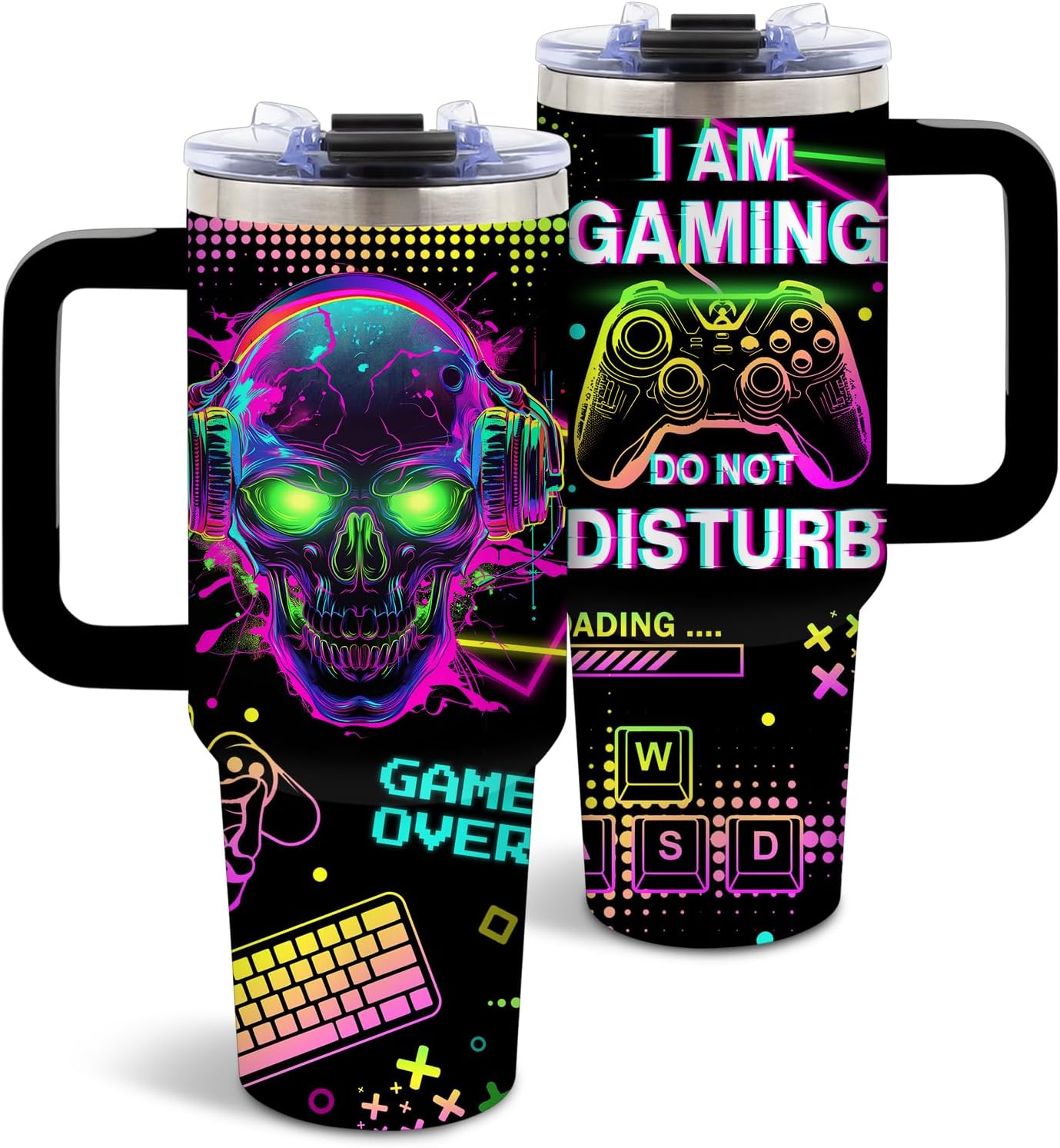 DUUV Funny Skull Gaming Tumbler 40oz, Insulated Gamer Gifts for Gamers Men