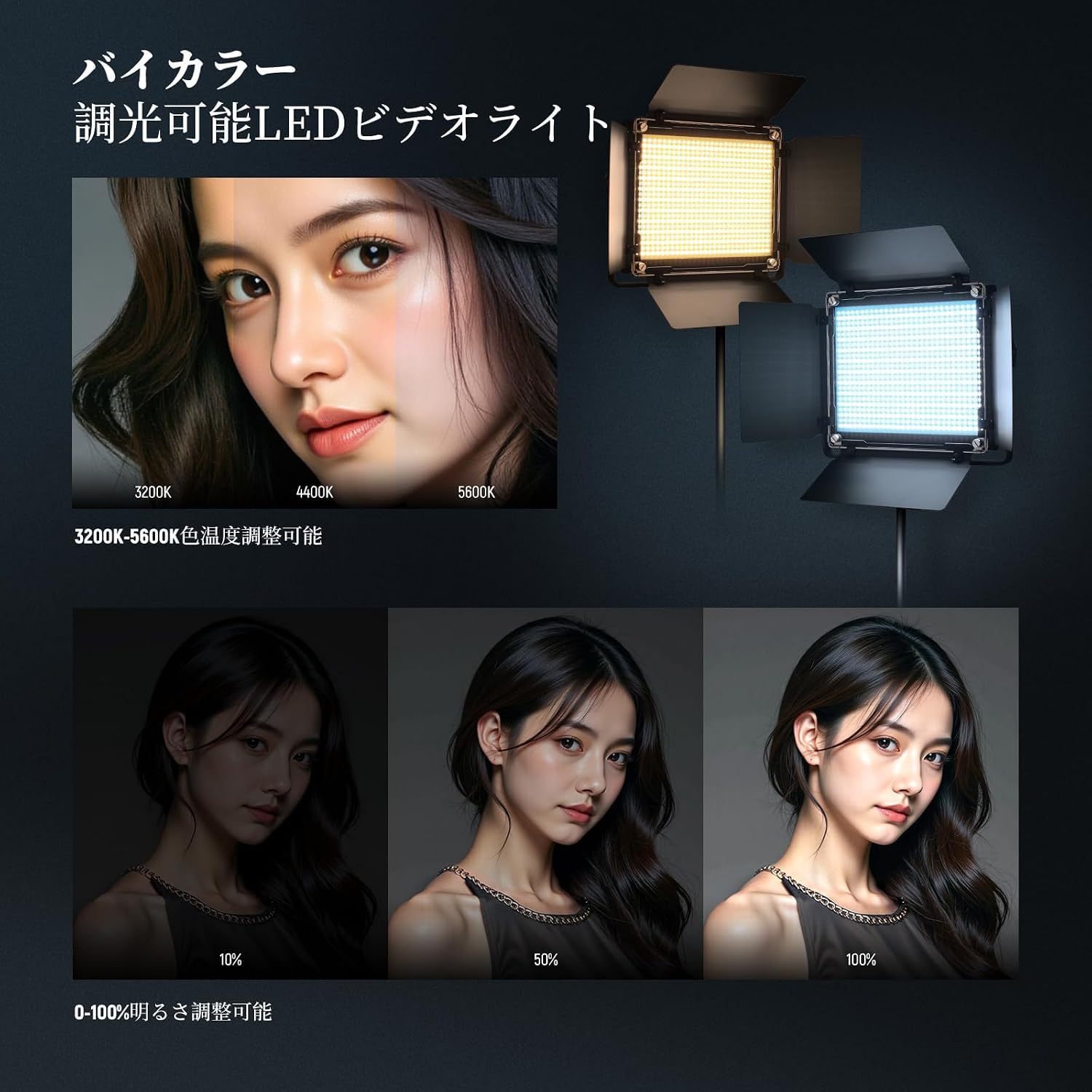 Amazon | NEEWER 2パック 660 LEDビデオライトとスタンドキット 撮影用