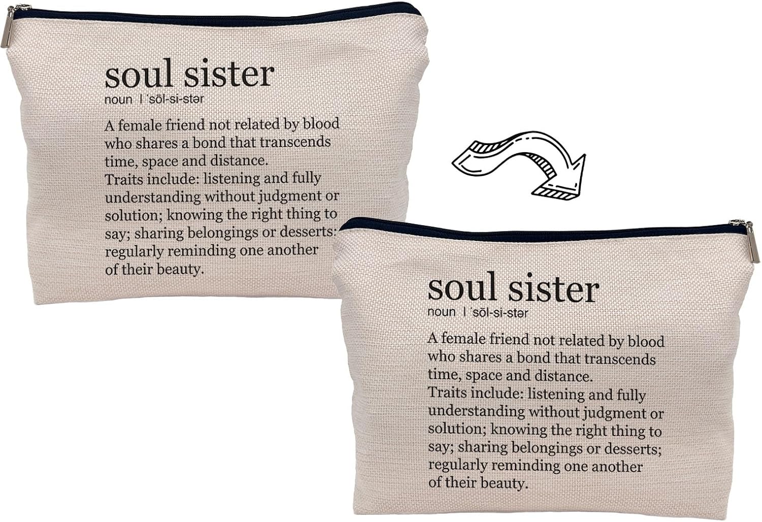 Soul Sister Gifts Makeup Bag, Soul Sister Gifts for Women, Christmas Birthday Gifts for Soul Sister, Bestie Gifts, Best Friend Birthday Gifts for Women, Friendship Gifts for Women image 4