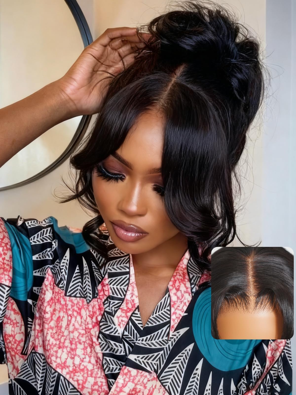 UNICE Real Scalp Glueless Wig Human Hair Pre Plucked Pre Cut 13x4 HD Lace Front Wigs Human Hair Loose Wave with Face Framing Curtain Bangs Bleached