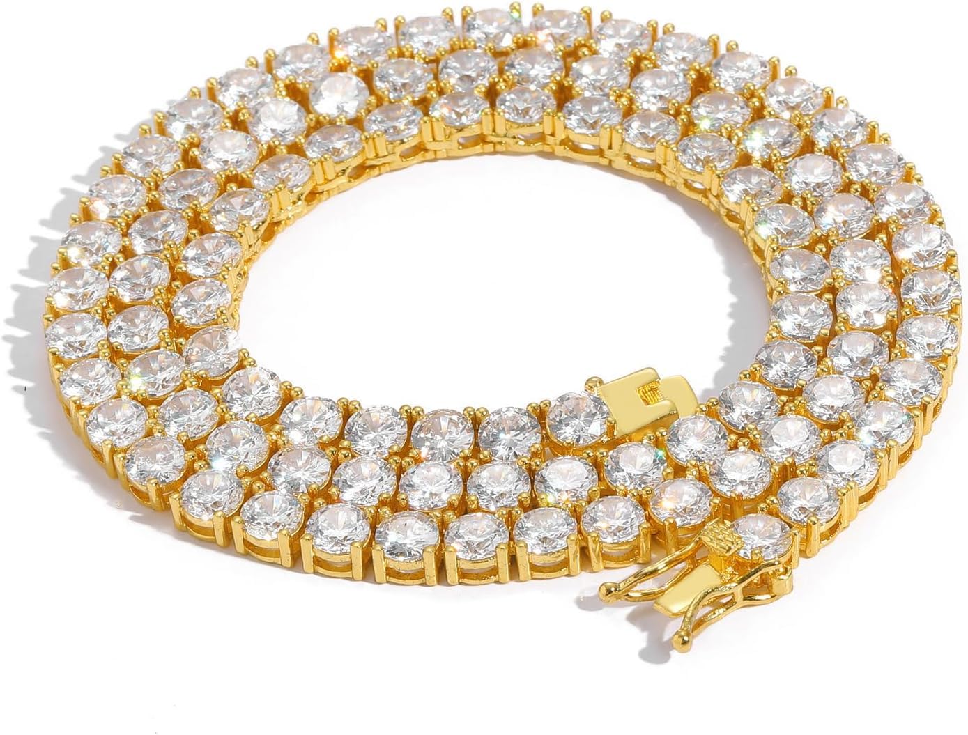 LYLYMIMI Necklace Diamond Chain for Men Silver Gold Iced Out Diamond Tennis chain for Men, Rhinestone Diamond Tennis Necklaces for Women, Tennis and Cuban Link Chains 18-24 Inches